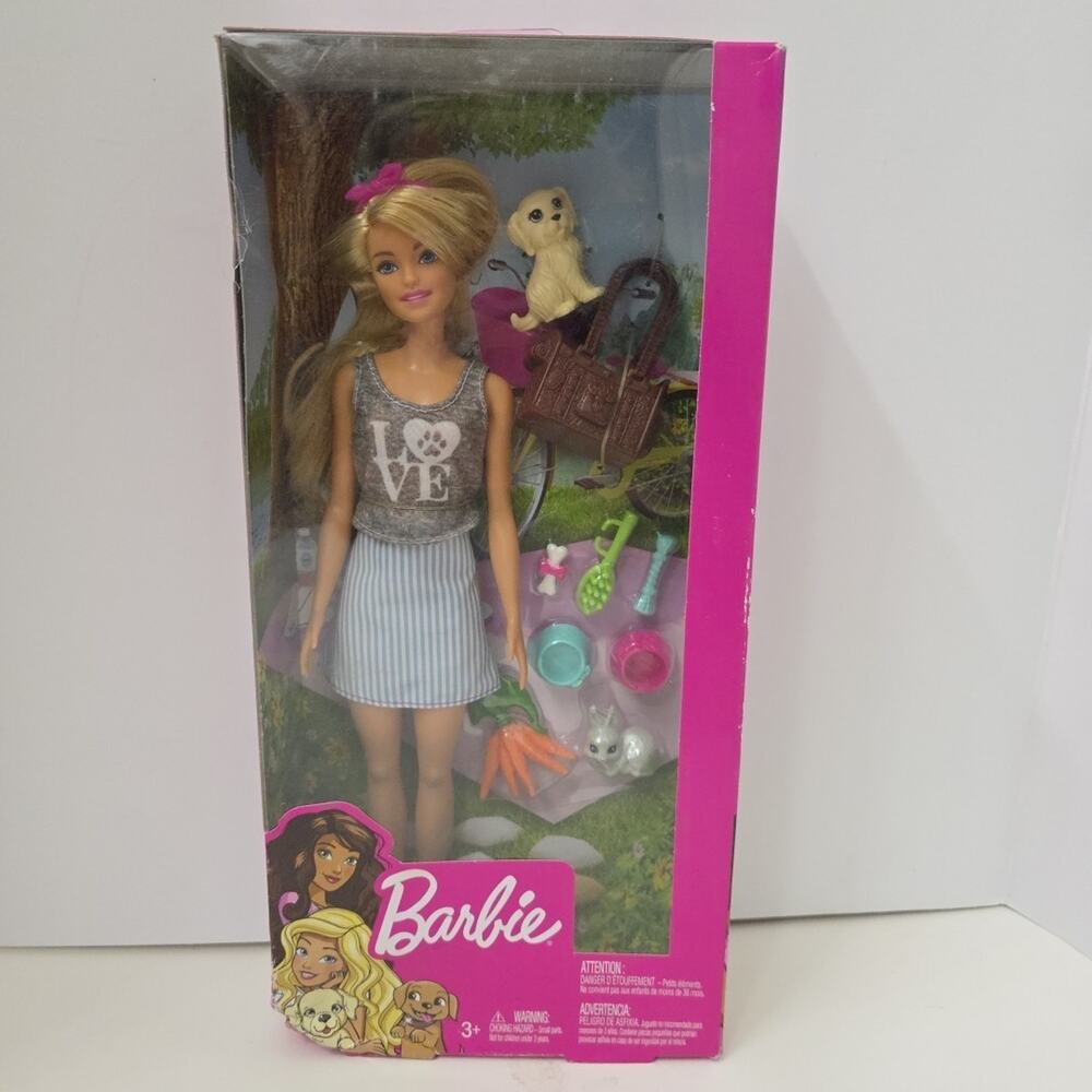 Barbie Loves Pets Doll with Puppy & Bunny Playset + ACCESSORIES New